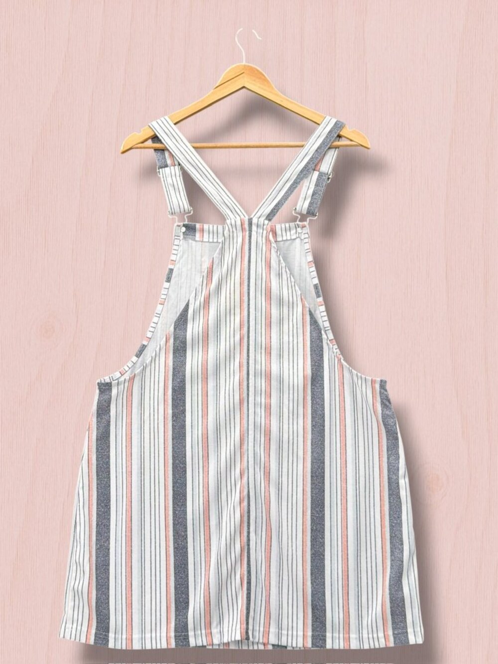 Jolie & Joy by Francesca's Pink & Blue Stripe Denim Overall Dress XL - Picture 3 of 5